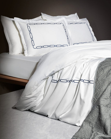 Elegant Sateen Embroidered Duvet Cover Bedding Set - Family Size