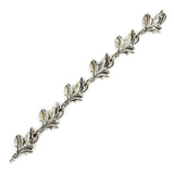 925 Sterling Silver Nature-Inspired Leaf Bracelet - Oxidized Finish