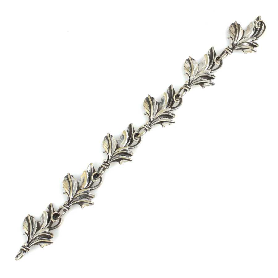925 Sterling Silver Nature-Inspired Leaf Bracelet - Oxidized Finish