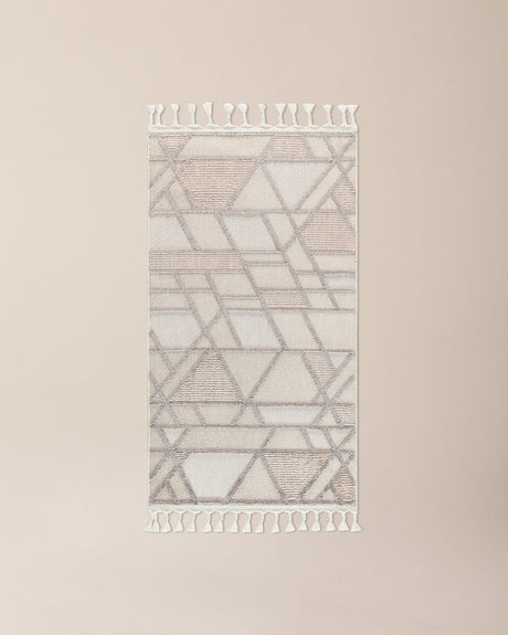 Soft Bone White Polyester Area Rug - 80x150 cm - Plush Shag Style
