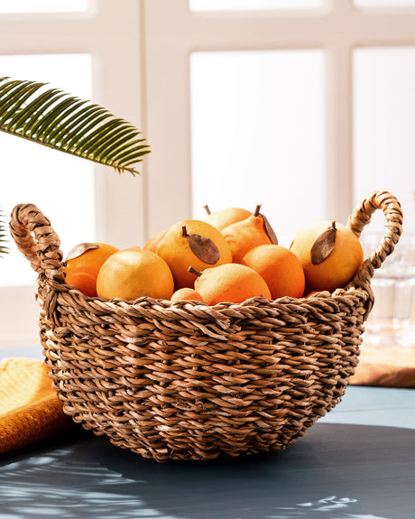 Medium Handwoven Wicker Storage Basket - Decorative Home Organizer