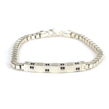 Sterling Silver Labyrinth Cube Chain Bracelet - Black Zircon