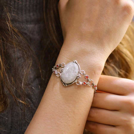 925 Sterling Silver Citrine & Mother-of-Pearl Byzantine Bracelet