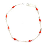 Professional 925 Sterling Silver Coral Infinity Anklet