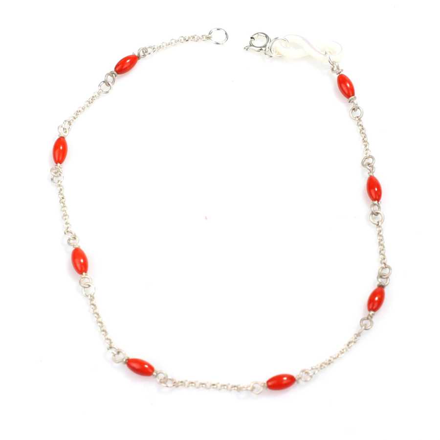 Professional 925 Sterling Silver Coral Infinity Anklet