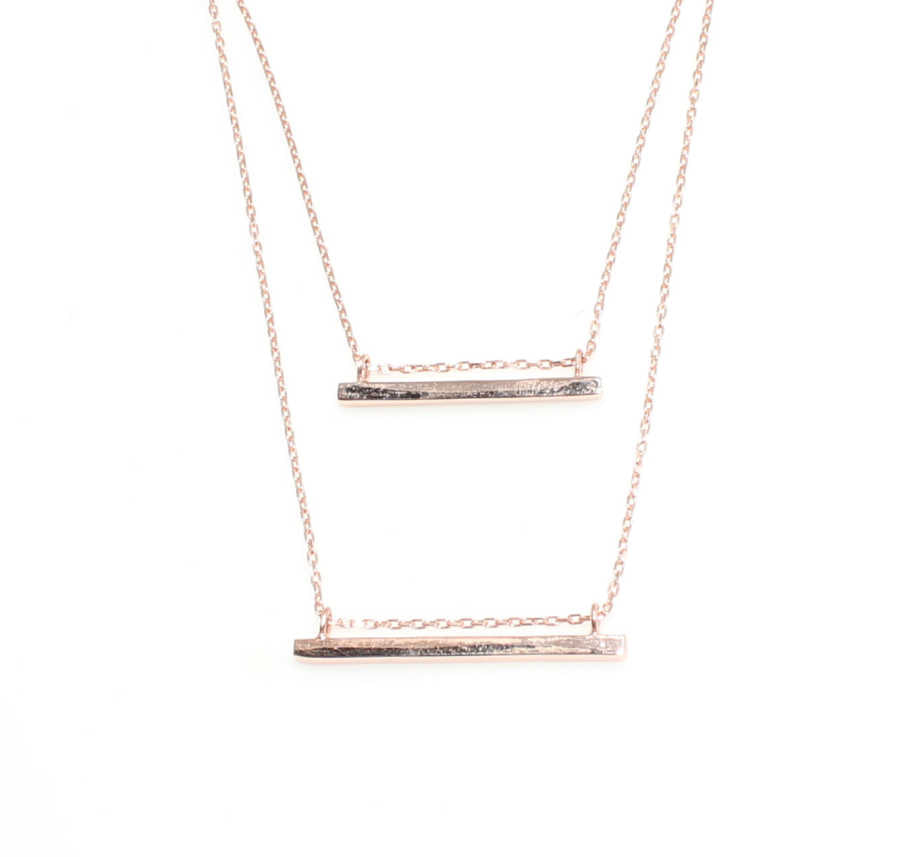 Sterling Silver Double Bar Necklace - Minimalist Layered Style