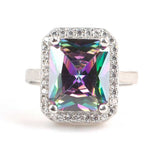 Sterling Silver Mystic Topaz & Zircon Rectangular Entourage Ring