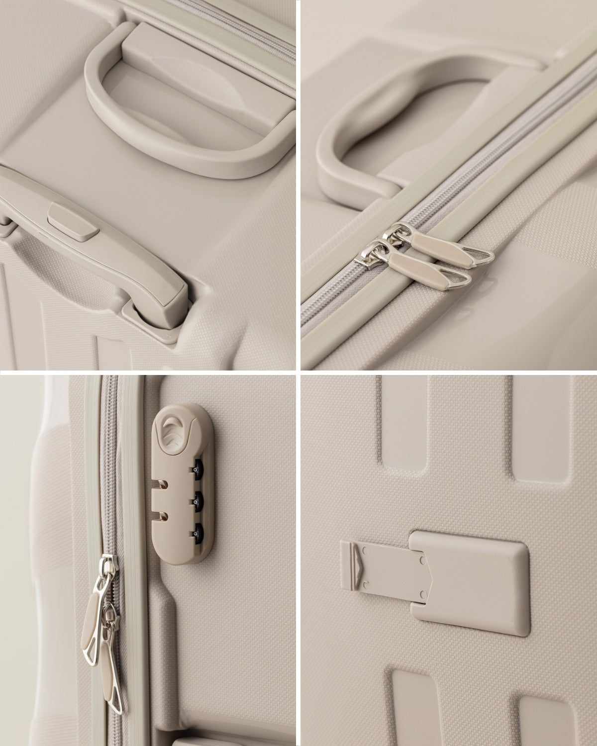 Large Beige Hardshell Rolling Travel Suitcase