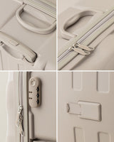 Large Beige Hardshell Rolling Travel Suitcase