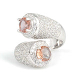 Sterling Silver Double Zultanite Criss-Cross Ring with Zircon