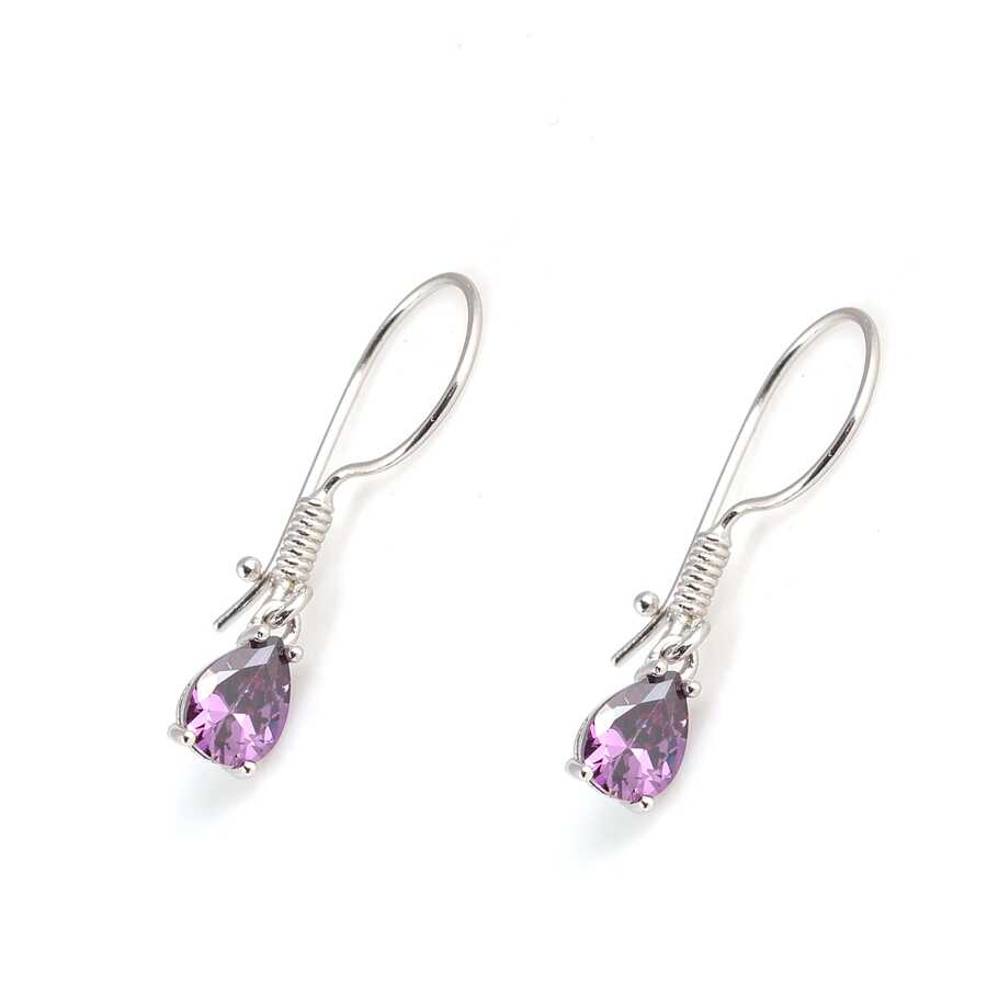 Premium 925 Sterling Silver Drop Amethyst Small Earring