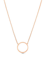 Sterling Silver Large Hoop Pendant Necklace - Modern Minimalist Style
