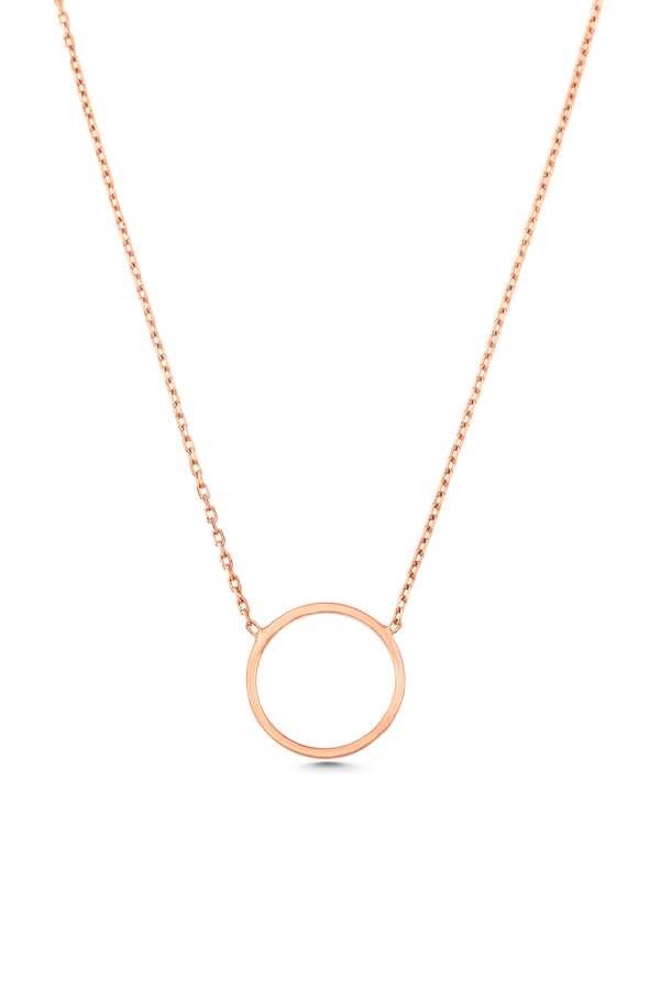 Sterling Silver Large Hoop Pendant Necklace - Modern Minimalist Style