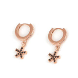 Sterling Silver Hoop Earrings - Snowflake Zircon Design