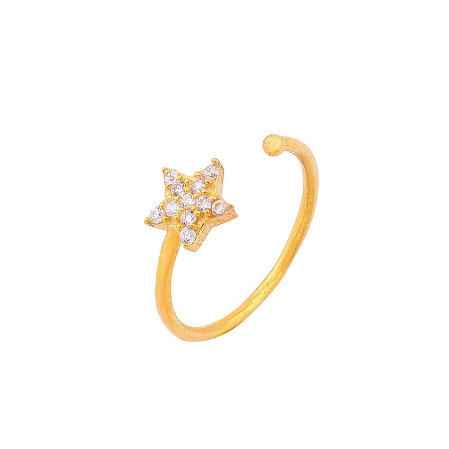 Premium 925 Sterling Silver Tiny Star Stone Ring Yellow