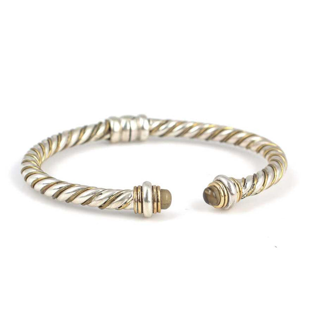 Professional Sterling Silver Peridot Gemstone Twist Cuff Bracelet