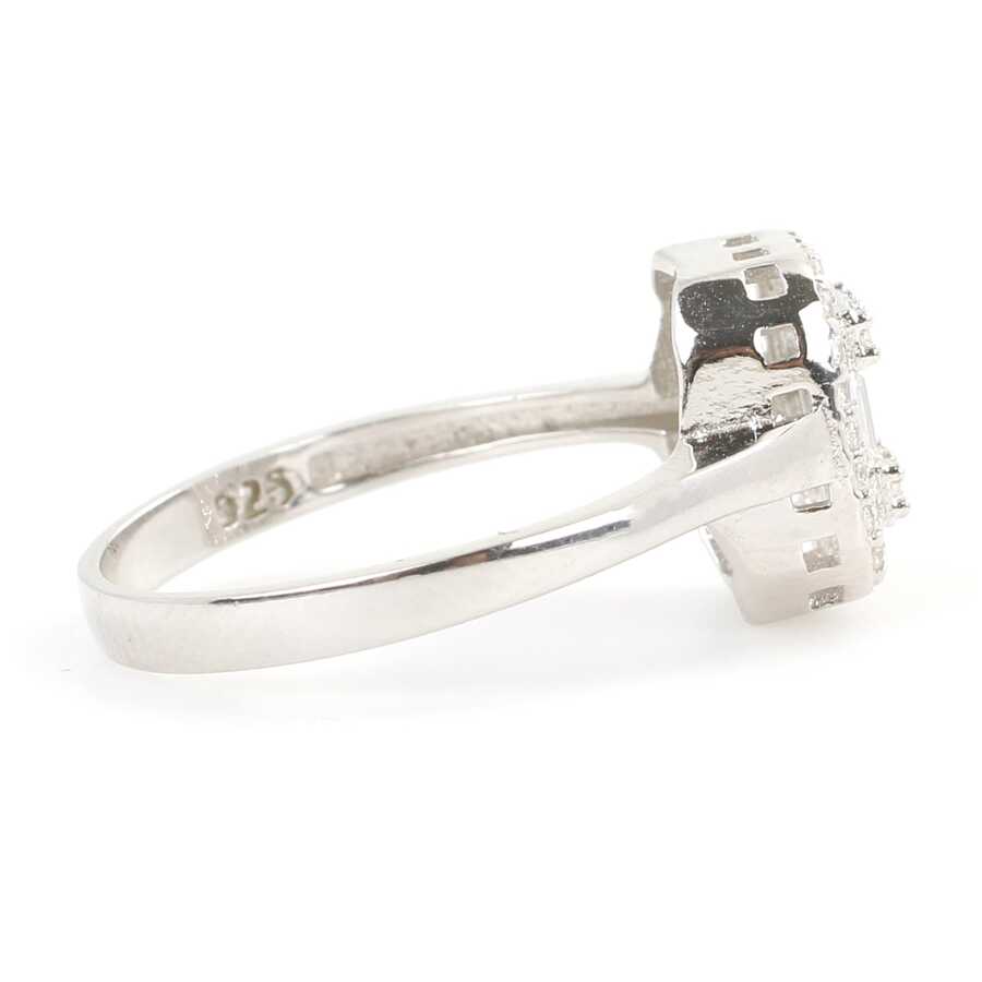 Bague carrée baguette en argent sterling 925 de qualité supérieure