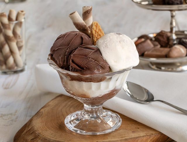 Clear Glass 2-Piece Ice Cream Bowl Set - Elegant Leona Design