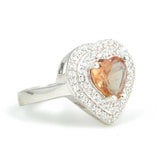 925 Sterling Silver Heart Double Row Zircon & Zultanite Ring