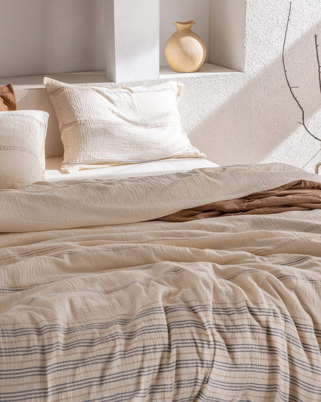 100% Cotton Muslin Single Duvet Set - Yarn-Dyed & Fitted