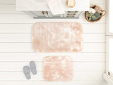 Damien 2-Piece Bath Mat Set - White & Blush Bathroom Rugs
