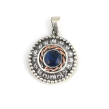Elegant 925 Sterling Silver Sapphire & Zircon Gemstone Pendant