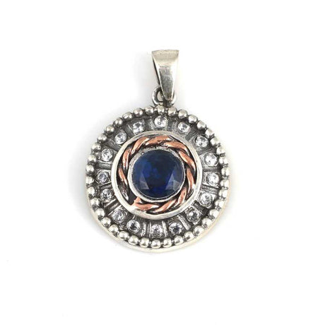 Elegant 925 Sterling Silver Sapphire & Zircon Gemstone Pendant