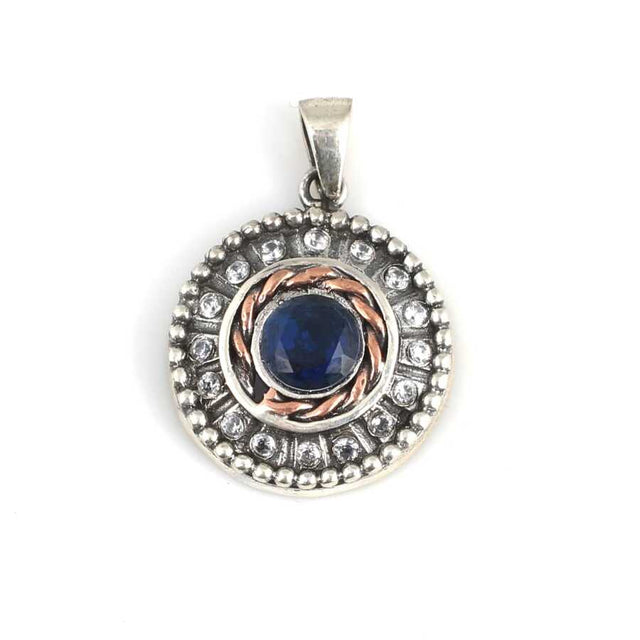 Elegant 925 Sterling Silver Sapphire & Zircon Gemstone Pendant