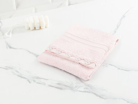 100% Cotton Face Towel - Hand-Crocheted Edge Design