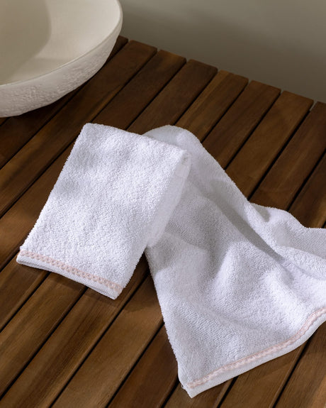 100% Cotton Hand Towel Set - Plush & Absorbent, White/Powder