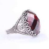 925 Sterling Silver Men's Ring with Striking Synthetic Ruby