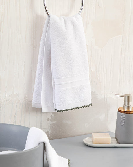 Crochet Trim Face Hand Towel - Soft Absorbent Decorative Bathroom Towel