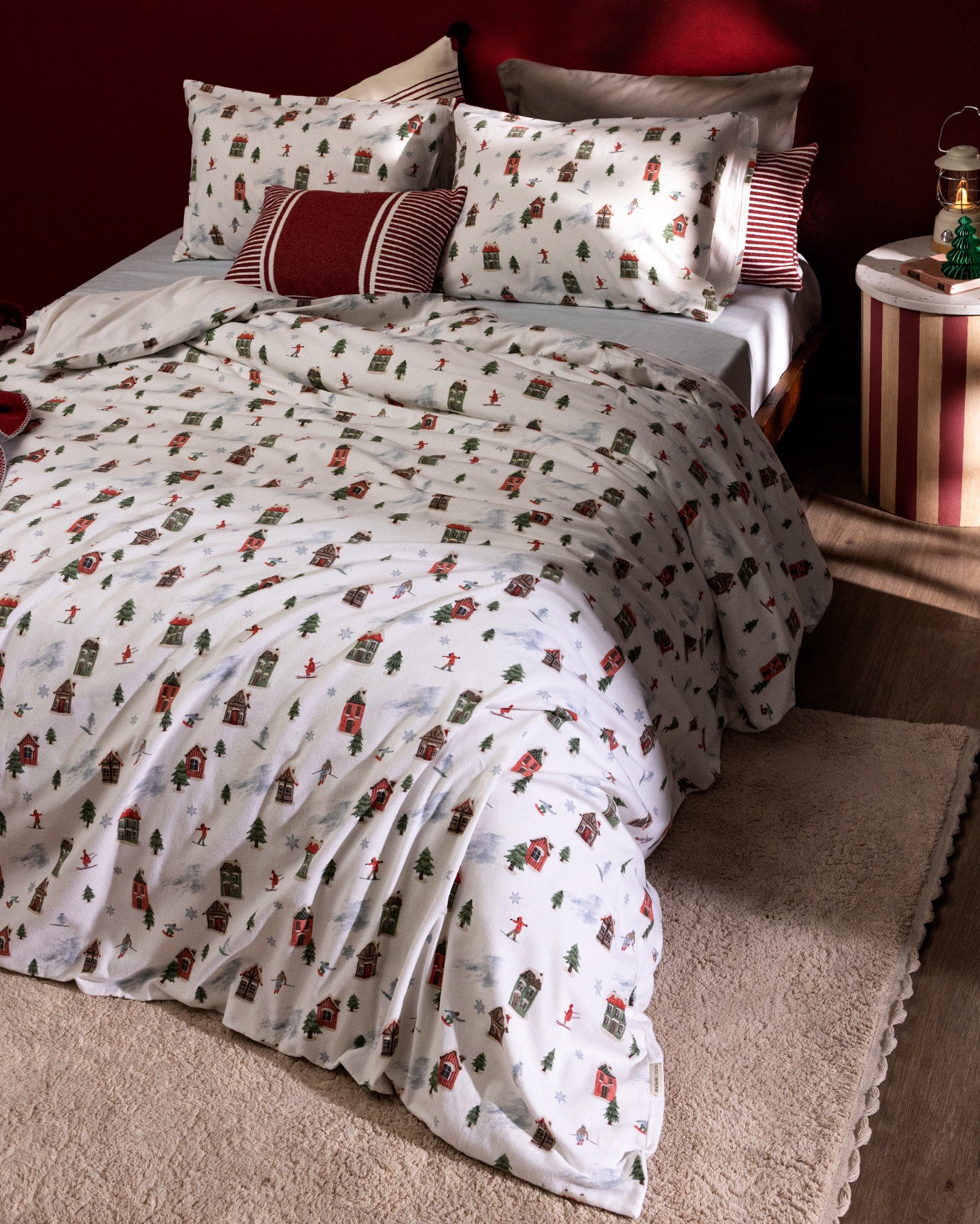 100% Cotton Flannel Double Duvet Cover Set - Colorful Print