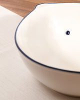 New Bone China Salad Bowl - Coastal Blue & White Design