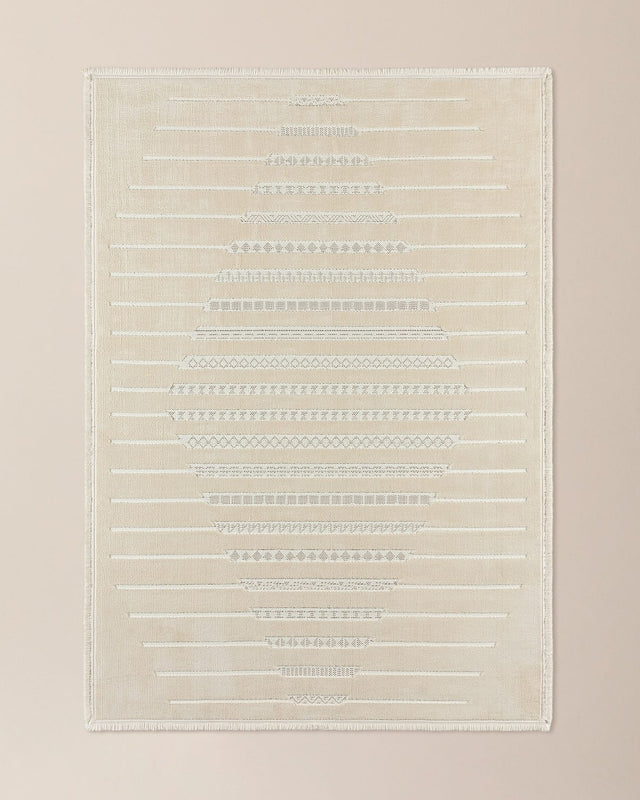 Bone Trellis Geometric Area Rug