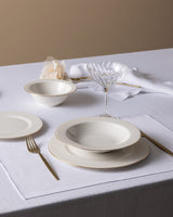New Bone Porcelain 6-Person Dinner Set - Elegant Gold Trim