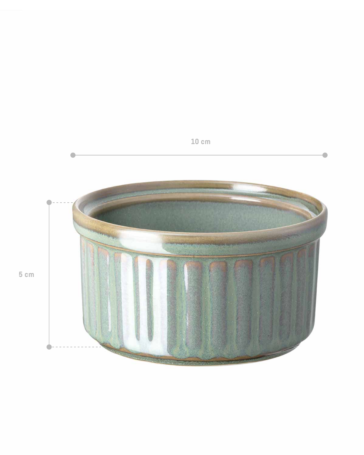 Juego de 2 Ramequines Verdes para Soufflé - Platos para Hornear de Cerámica de 10 cm