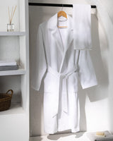 Unisex 100% Cotton Luxury Bathrobe Set - White