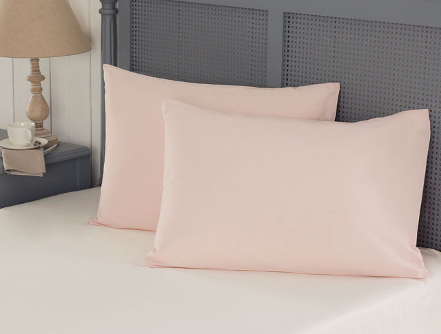 Eloise 100% Cotton Ranforce Pillowcase Set - 2 Pack, Powder Pink