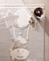 Polypropylene Area Rug - Beige with Fringed Edges