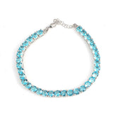 925 Sterling Silver Synthetic Aquamarine Tennis Bracelet