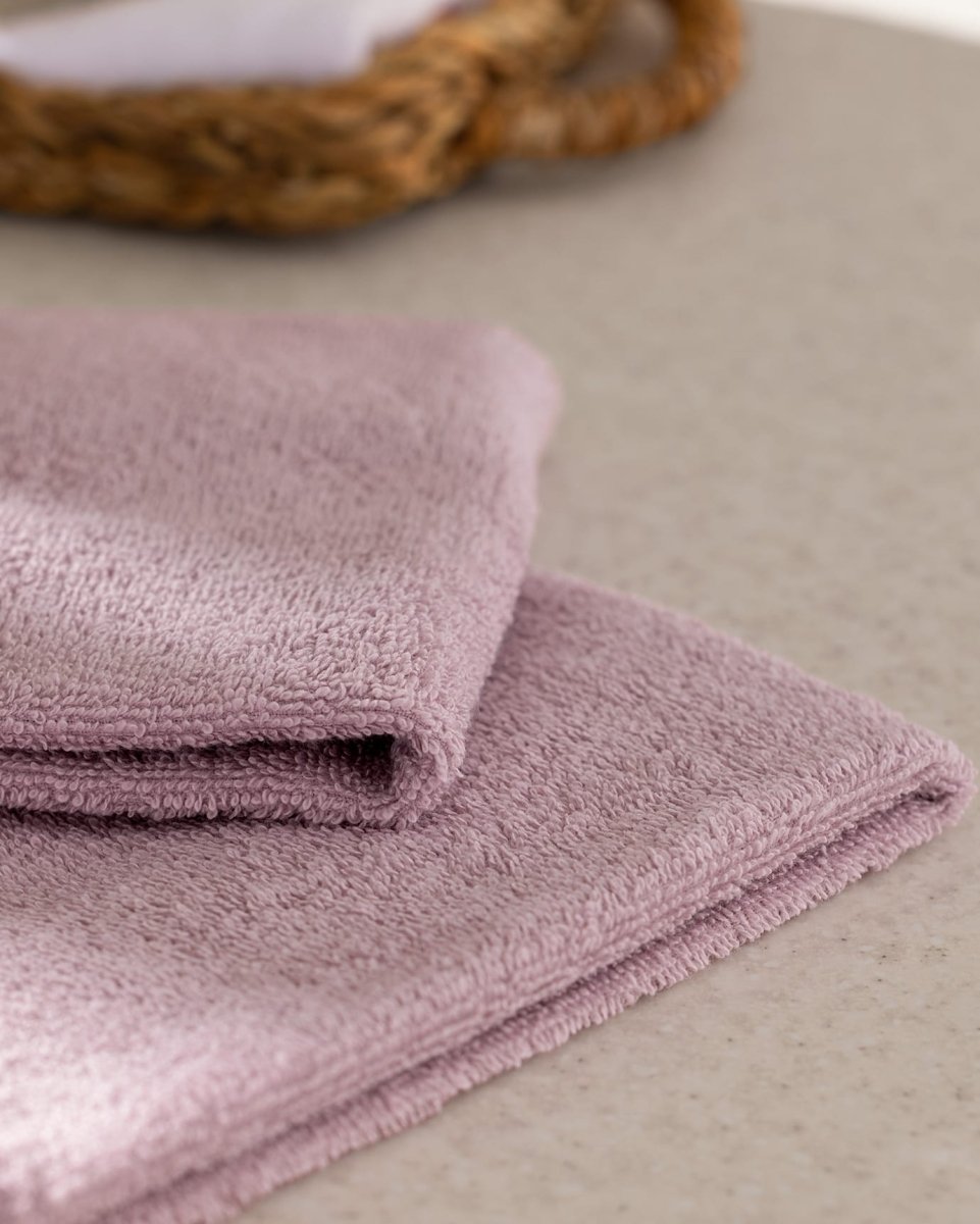 2 - Piece 100% Cotton Hand Towel Set with Crocheted Trim - Lilac - TryAladdin