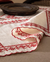 2 - Piece 100% Cotton Placemat Set - Ecru Red - TryAladdin