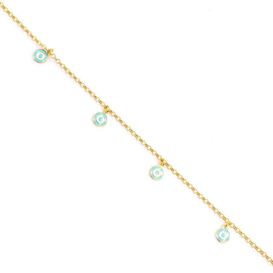 Premium 925 Sterling Silver Enamel Eye Bead Anklet