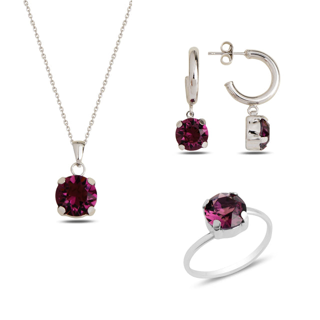 Sparkling Solitaire Jewelry Set - Minimalist Everyday Elegance