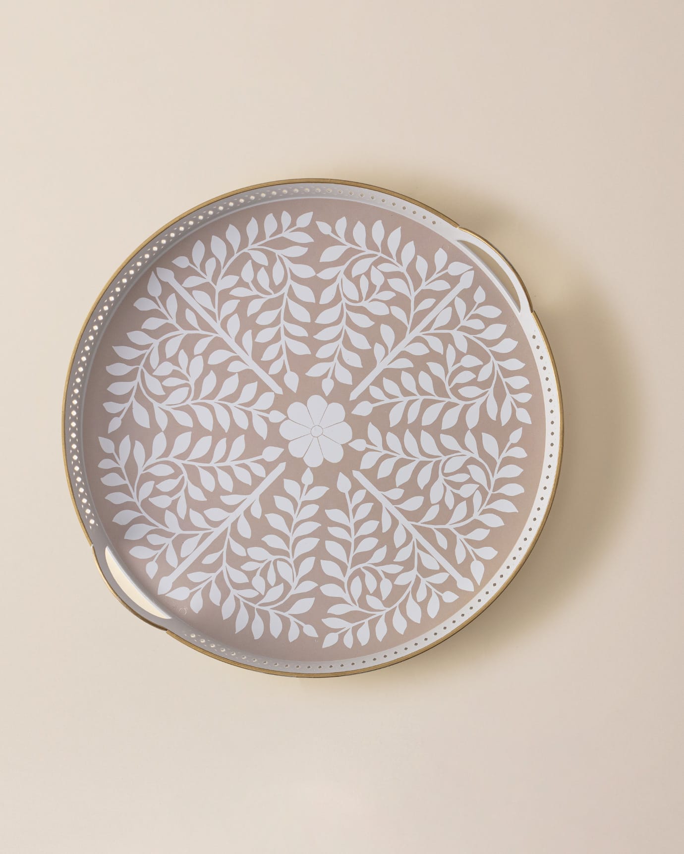 Plastic Woven Serving Tray - Round Textured Design