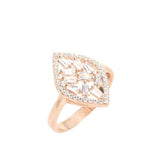 925 Sterling Silver Shuttle Model Ring with Baguette Zircon Stones