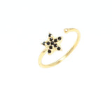 Professional 925 Sterling Silver Tiny Star Ring with Yellow Black Stone