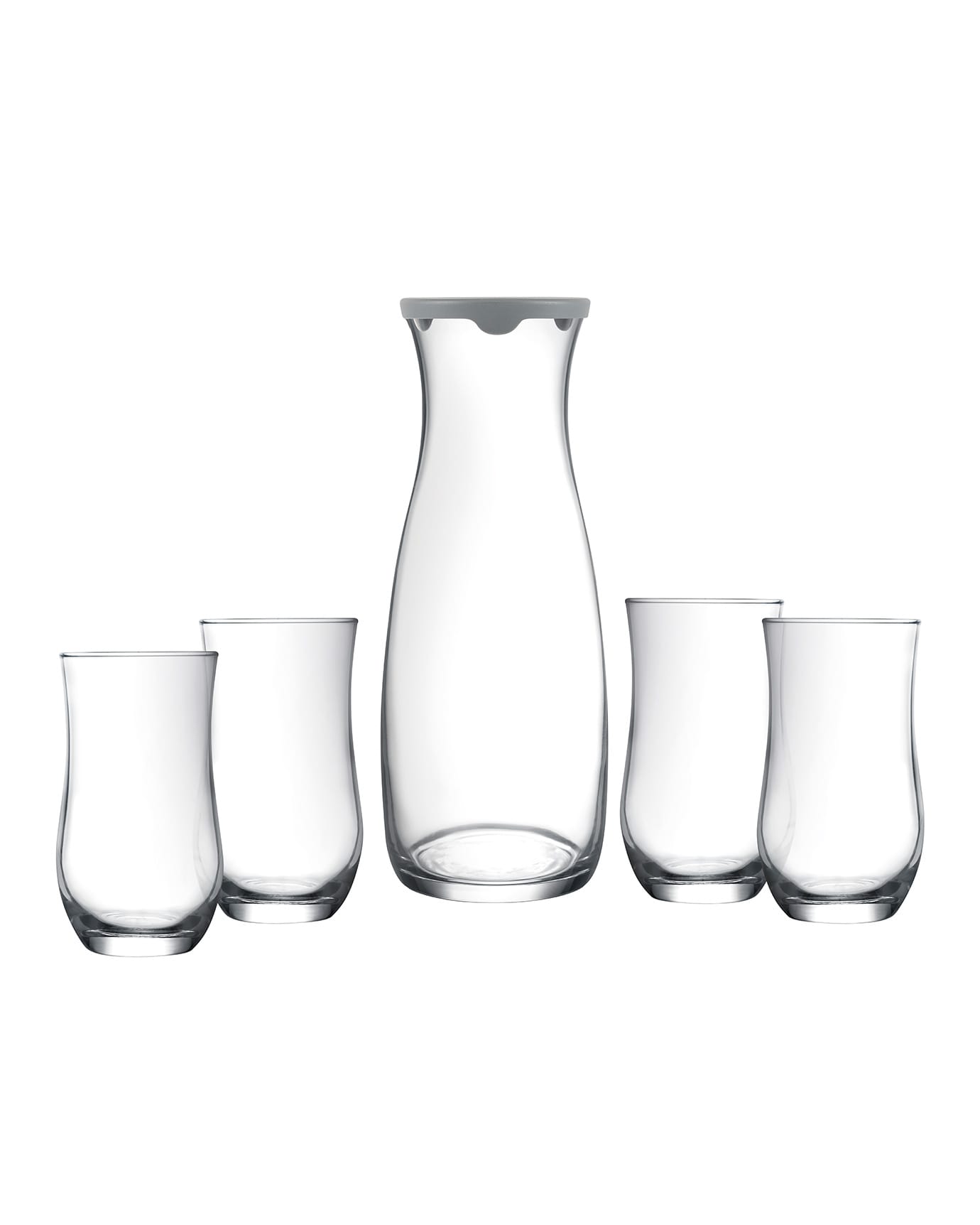 Clear Glass 5-Piece Lidded Carafe Set - Sparkling Diamanta Design