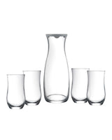 Clear Glass 5-Piece Lidded Carafe Set - Sparkling Diamanta Design